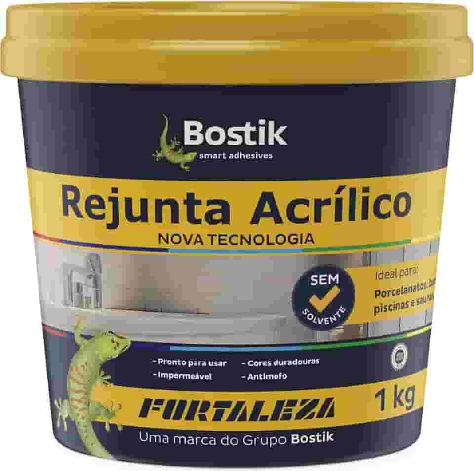 FORTALEZA Rejunte Acrílico Cinza – Pronto para Uso, Antimofo e Impermeável – Para Pisos e Revestimentos de Cerâmica, Porcelanato e Pedras Naturais – Interno e Externo – 1kg