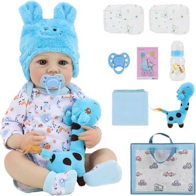 Boneca Reborn, Boneca Bebê Reborn Macia e Realista, 48 cm, Banhável, Vem com Sacola de Presente e Toalha de Banho, Adequada como Presente para Crianças de 3 Anos ou Mais