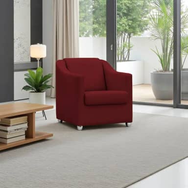 Poltrona Para Sala Decorativa Cadeira Reforçada Para Recepção Consultório Escritório Pé Cromado - Clique E Decore (Vermelho)