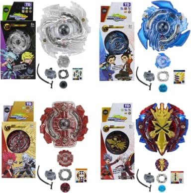 Beyblades Burst com Lançadores, 4 Piões de Metal e Plástico, Kit de Batalha com 4 Lançadores, para Crianças Acima de 4 Anos, 23 x 14.5 x 4 cm (Coleção A)