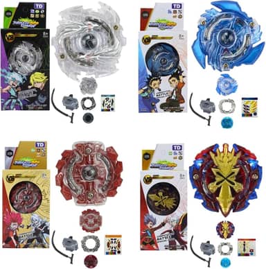 Beyblades Burst com Lançadores, 4 Piões de Metal e Plástico, Kit de Batalha com 4 Lançadores, para Crianças Acima de 4 Anos, 23 x 14.5 x 4 cm (Coleção A)