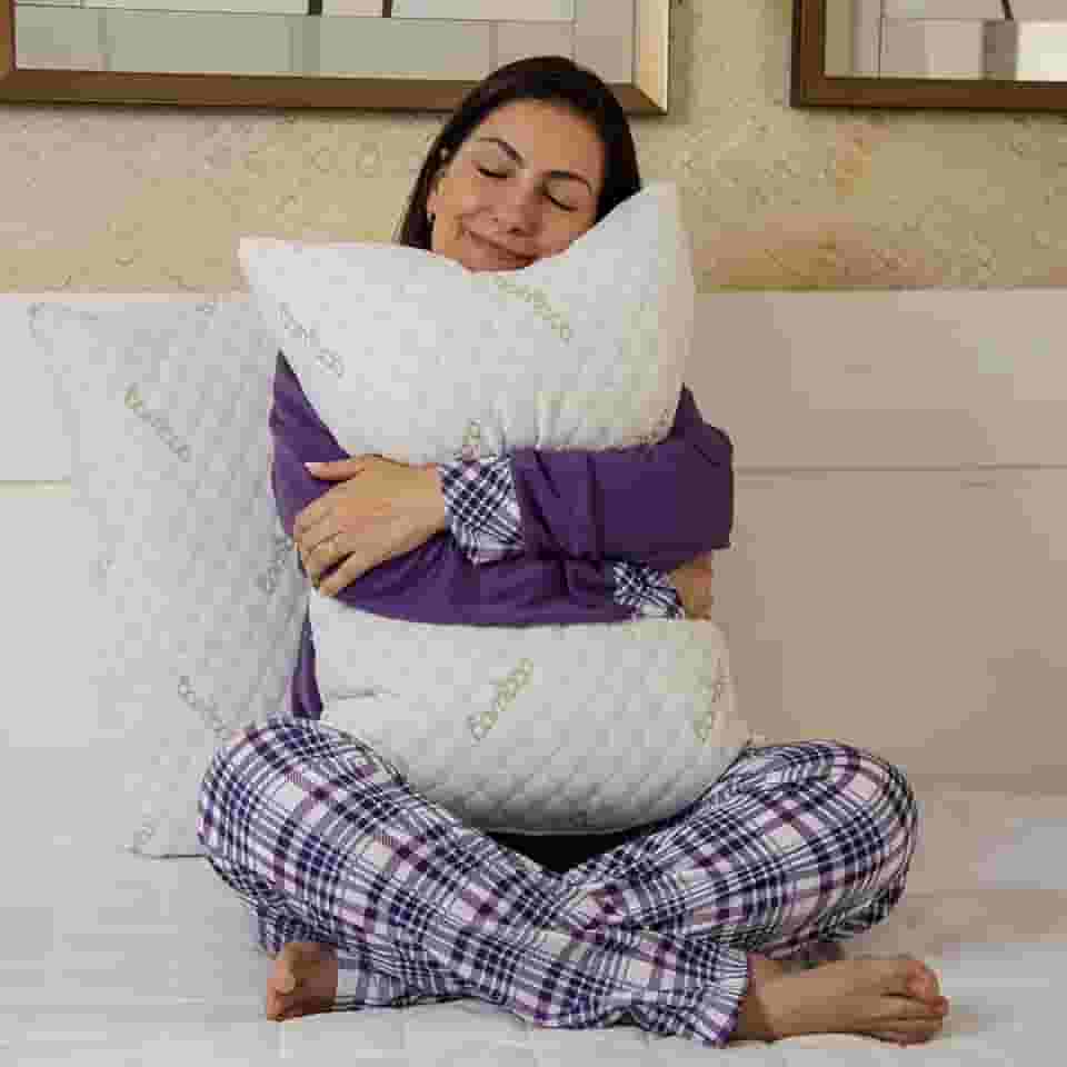 Travesseiro de Fibra de Bambu 50x70 Antiácaro, Antialérgico, Lavável e Macio como Pluma Ortopédico e Respirável para Sono Tranquilo