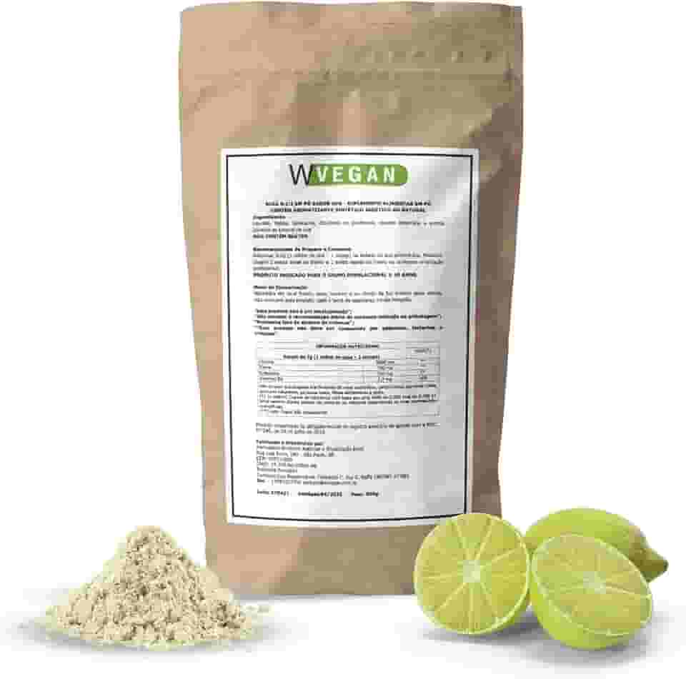 WVEGAN BCAA Em Pó Refil Sabor Limão 500g - Aminoácido - Pré-Treino - Suplemento Alimentar Vegano - Energia Para o Seu Exercício