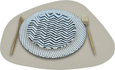 Jogo Americano Stone Com Porta Copos Linha Ecológica Off White B-Spoke Kit Com 6 Unidades