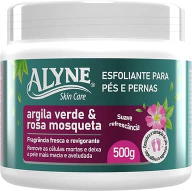 Alyne, Creme Esfoliante para os pés, Argila Verde e Rosa Mosqueta, 500 g, Verde