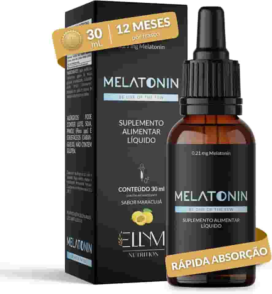 Melatonina em Gotas Sublingual 30ml Maracujá ELLYM NUTRITION Rápida Absorção Efeito Imediato 0,21mg Melatonin por Gota