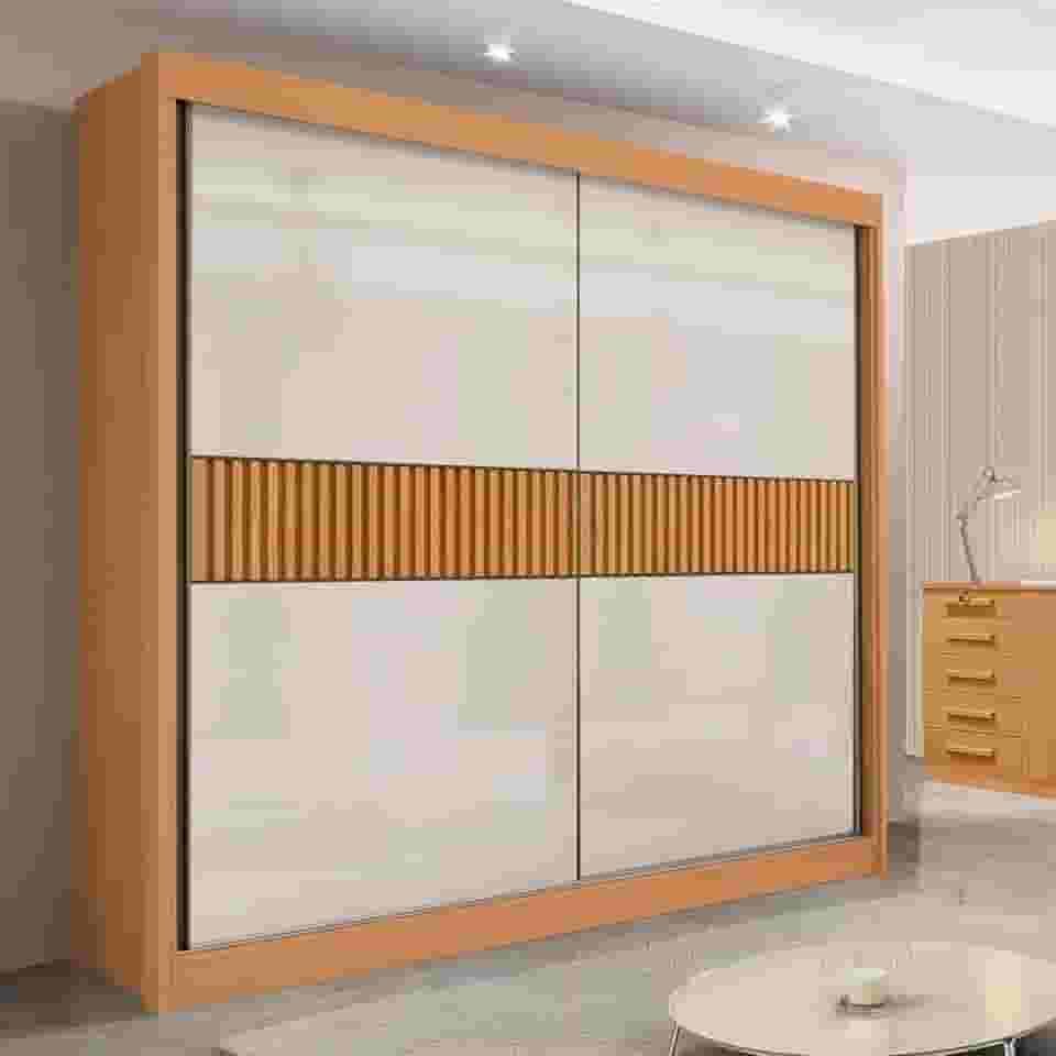 Guarda-roupa Casal 2 Portas 6 Gavetas 100% Mdf Hawai Ripado off White ou Cinamomo