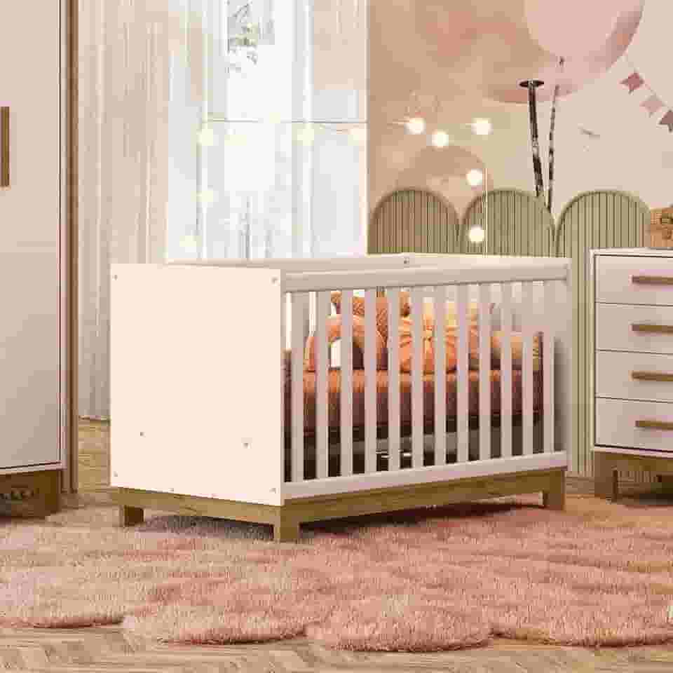 Berço Mini Cama Qencanto Slim 4315 Qmovi Rosa Acetinado