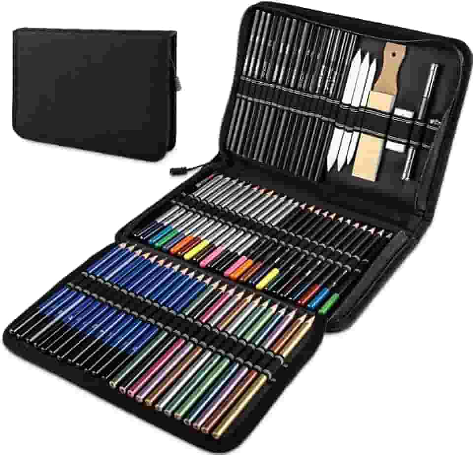 Kit Desenho Profissional 72 Pçs/Conjunto, Lápis de Cor Profissional, Esboço E Lápis, Inclui Lápis de Cor Metálicos Solúveis em Água, Charcoal para Profissionais