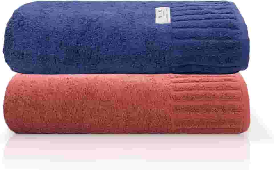 Jogo Toalha De Banho Gigante Ele/Ela Velour 500g/m², 100% Algodão, 02 Peças 85cm x 150cm, Toque Super Macio, Aconchegante, Melhor Absorção, Moderno E Sofisticado (Vinho/Marinho)