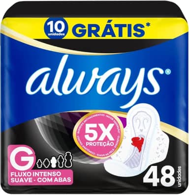 Absorvente Noturno Always Noites Tranquilas Suave com Abas Leve 48 Pague 40, Always