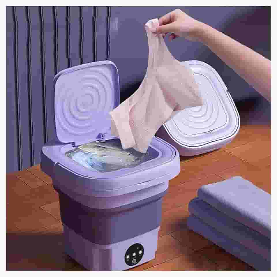 Lavadora portátil pequena, máquina de lavar portátil 8L com centrifugação seca e tubo de drenagem, lavadora portátil para apartamento, trailer, viagem, roupa íntima, roxo