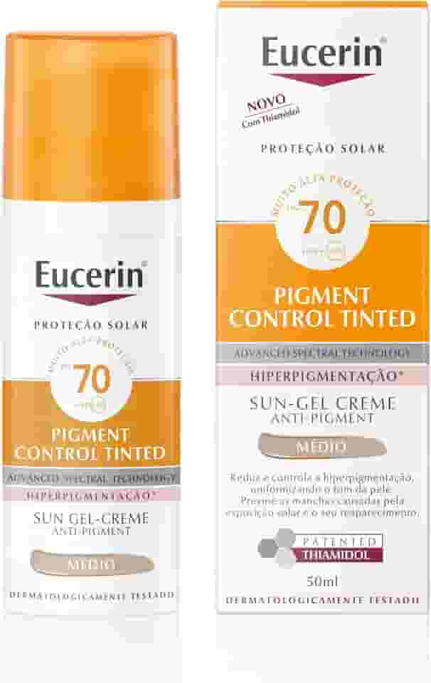EUCERIN Protetor Solar Facial Antimanchas Com Cor FPS70 50ml, Pigment Control, Proteção UVA, UVB e Luz Visível, Thiamidol