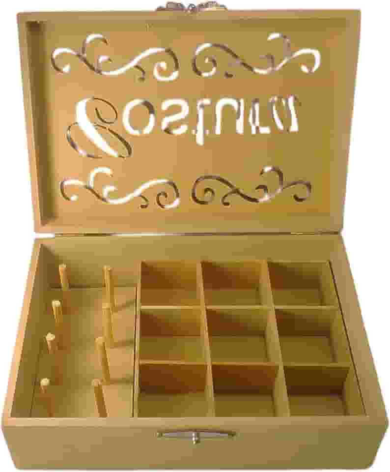 Caixa Costura, Caixa Para Costura, Monte Seu Kit Costura com essa Linda Caixa Organizadora em MDF Natural. Armazene Todos os Seus Itens de Costura, Como Agulhas, Linhas, Tesouras, Dedais e Botões.
