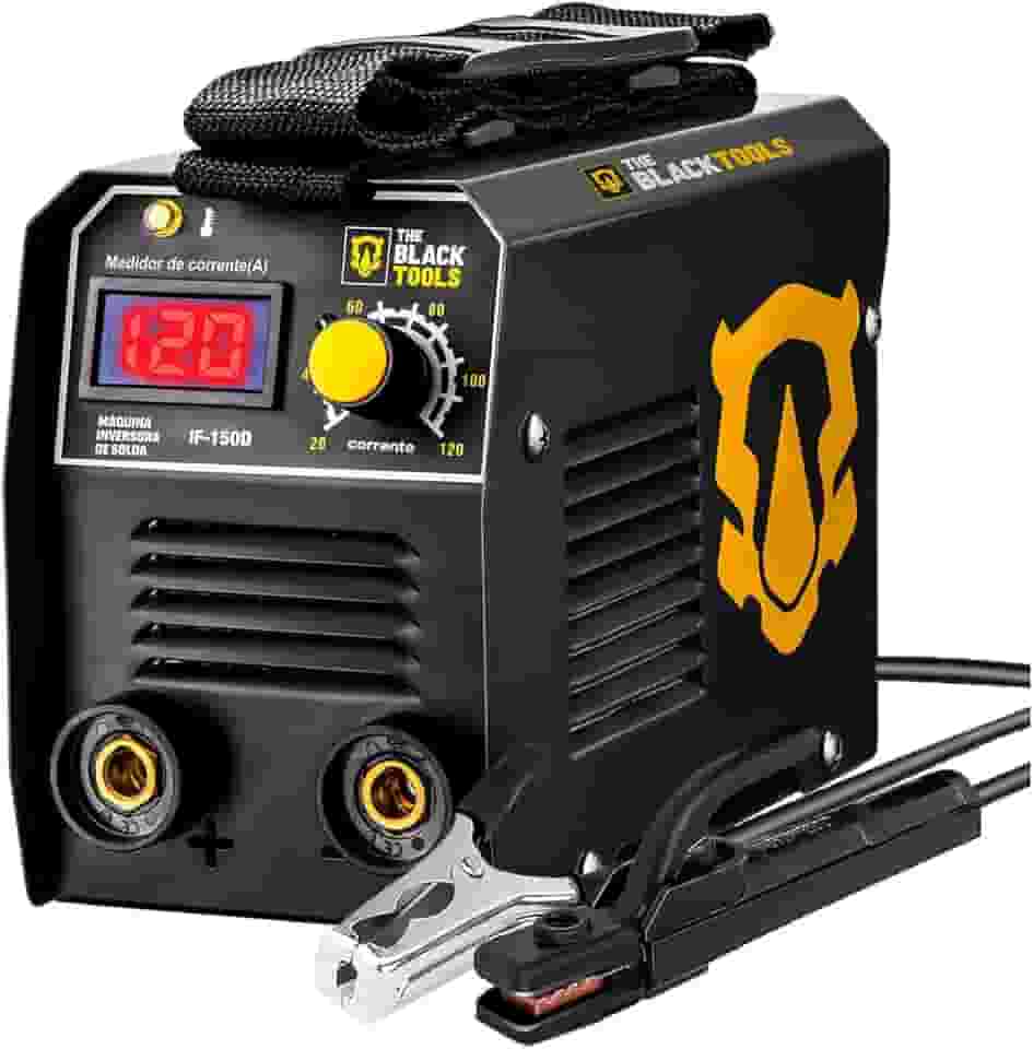 Máquina De Solda Inversora Eletrica Portatil Mma Tig Eletrodo Com Visor Digital 120a If150d The Black Tools 220v