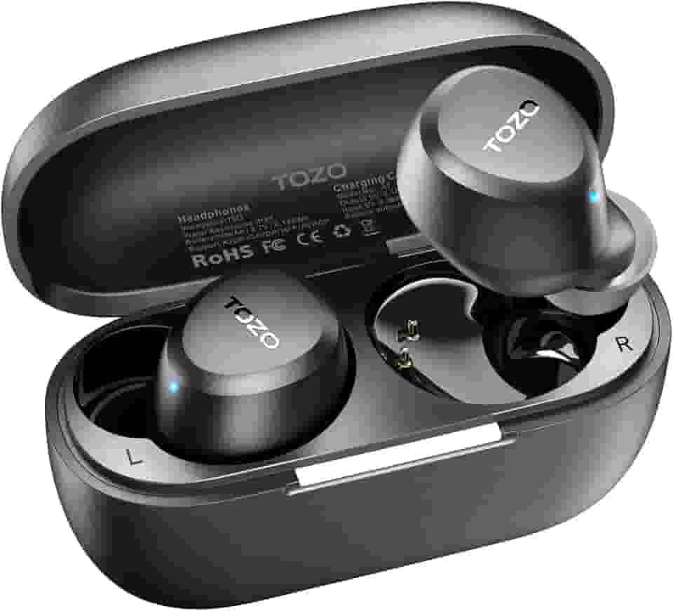 TOZO A1 Mini fones de ouvido sem fio Bluetooth 5.3 intra-auriculares com microfone embutido, à prova d'água IPX5, som premium imersivo, fone de ouvido com conexão de longa distância
