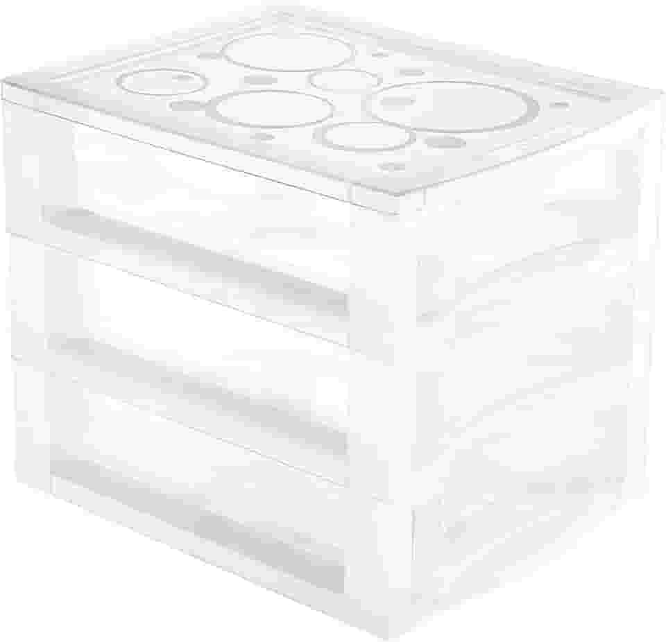 Ordene - Gaveteiro Plástico Pequeno com 3 Gavetas, Cor Cristal, Linha Bel, Ordene