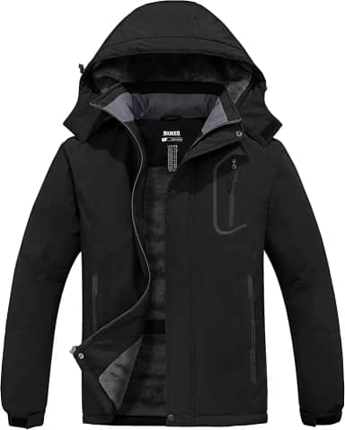 Jaqueta masculina impermeável para esqui de montanha, jaqueta de inverno de lã quente para neve