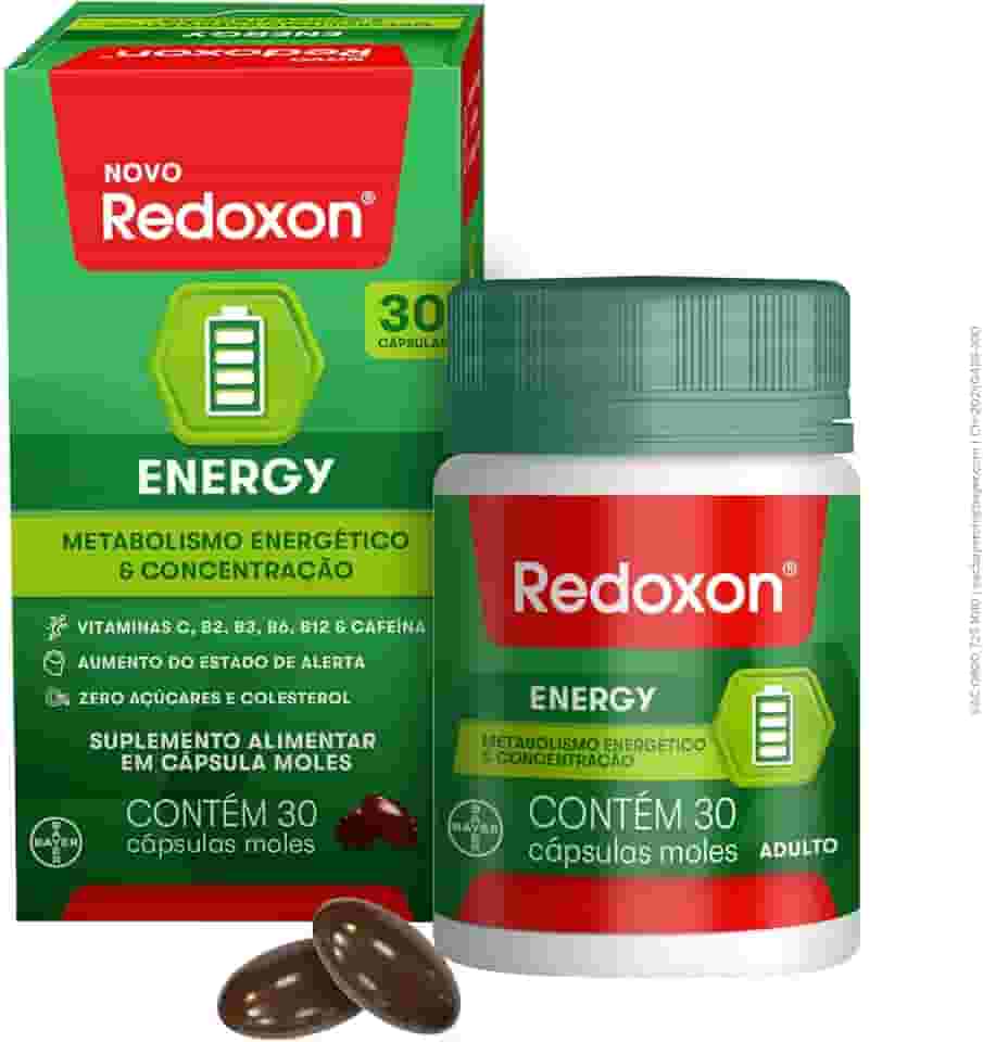 Redoxon Energy, 30 Cápsulas – Multivitamínico com Cafeína e Vitamina C,B2,B12,B6,B3 para Energia e Imunidade
