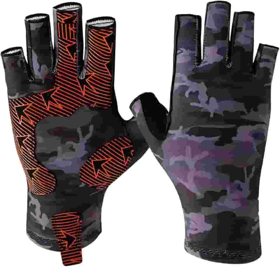 SUJAYU Luvas de pesca de silicone antiderrapantes para homens e mulheres - proteção solar UV para vela, caiaque, remo, remo - acessórios de pesca com mosca