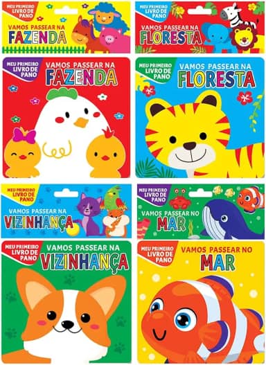 Coleção Livro de Pano 01 - Kit com 4 Livros de Pano