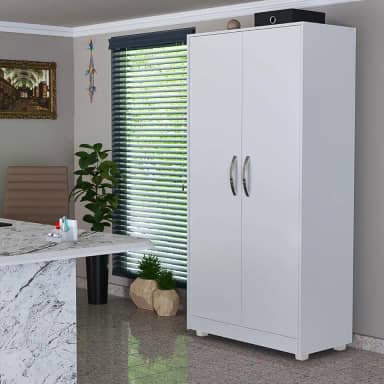 Armário de Escritório 2 Portas em MDF Multiuso com Amplo Espaço Interno (Branco)