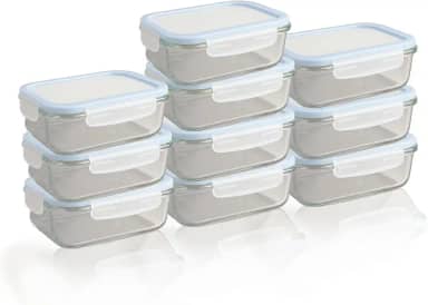 Conjunto 10 Potes 640ml Vidro Hermético 4 Travas Marmita Refratario Fit Microondas Freezer