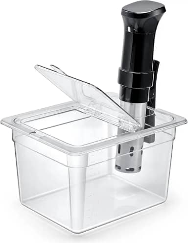 HOMENOTE Recipiente Sous Vide 12 litros com tampa articulada dobrável universal, kit de acessórios Sous Vide livre de BPA, compatível com Anova e a maioria dos fogões Sous Vide