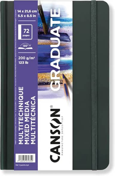 CANSON Graduate Sketchbook Caderno Multitécnicas A5 200g/m² 14x21,6cm com 36 folhas