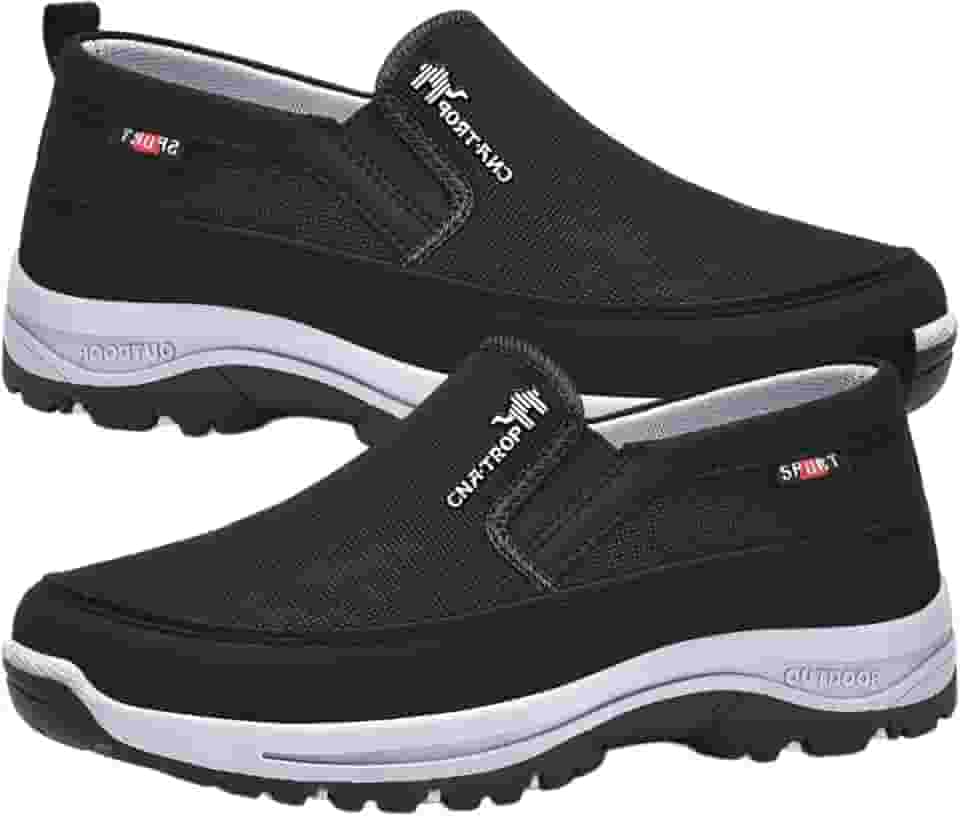 Tênis Ortopédicos Mens, Sapatos masculinos sem cadarço com arco, Tênis respiráveis para esportes ao ar livre, caminhadas, caminhadas Shrigm