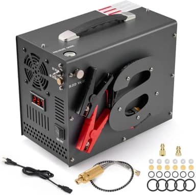 Compressor PCP 300 BAR/4500PSI, PCP Air Compressor, Compressor de AR 12V DC/110V/220V, Compressor PCP, Compressor de Ar, Omba de Ar Compacta de Alta Pressão, Compressores Portáteis, Preto