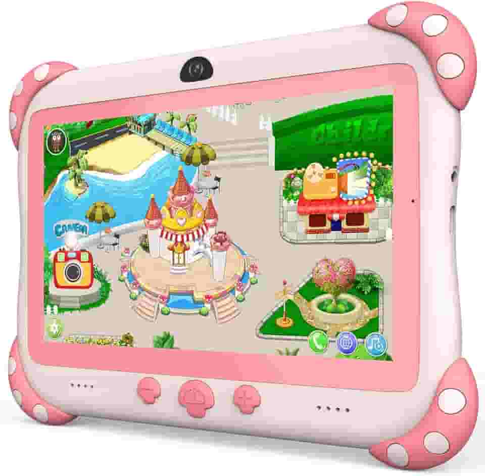 Tablet infantil de 7 polegadas para crianças, WiFi, tablets infantis 32G, Android 10, câmera dupla, jogos educativos, controle parental, tablet infantil com software infantil pré-instalado à prova de