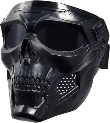 OQUQO Máscara Facial De Caveira, Rosto Inteiro, Máscara De Motocicleta, Máscara De Airsoft, Máscara Tática, Máscara De Paintball Para Homens E Mulheres (Skullblack)