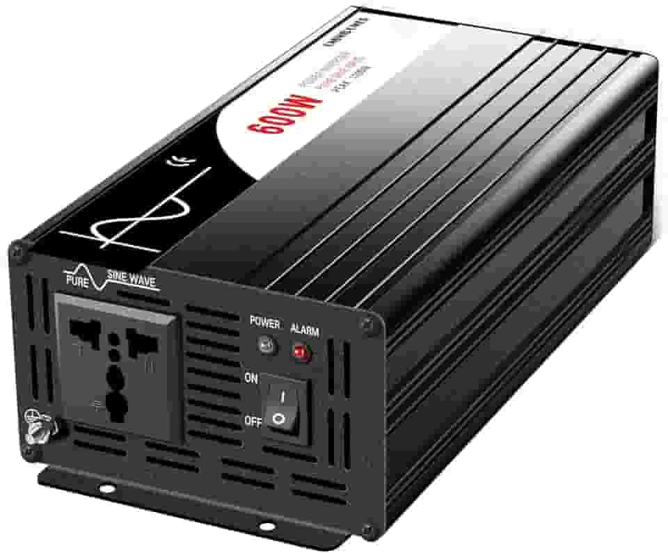 xijia 600W (Potência Máxima 1200W) Inversor de Energia Solar de Onda Senoidal Pura e Inversor de Carro, Conversor Solar DC 12V Para AC 120V 60Hz Para Caminhão RV Doméstico DC12V (Faixa 10V-15V) 600W