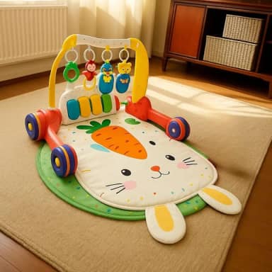 Tapete de Atividades Infantil Musical com Piano e Andador 3 em 1 - Educativo e Interativo para Bebê com Luzes e Sons Divertidos, 5 Mobilis