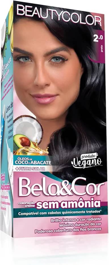 Coloração Bela&Cor Sem Amônia - 2.0 Preto