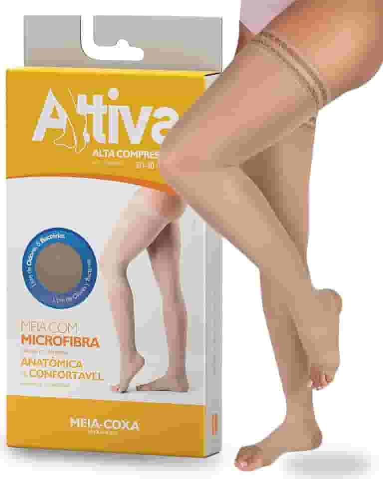 Meia de compressão Feminina 7/8 Meia Coxa Alta Compressão 20 - 30 Ponteira Aberta ATTIVA