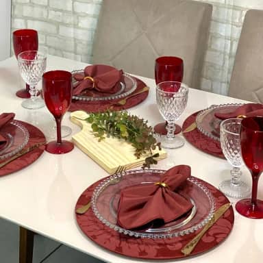 Sousplat completo Mesa posta Kit 6 lugares 35 cm MDF (119-Vinho)