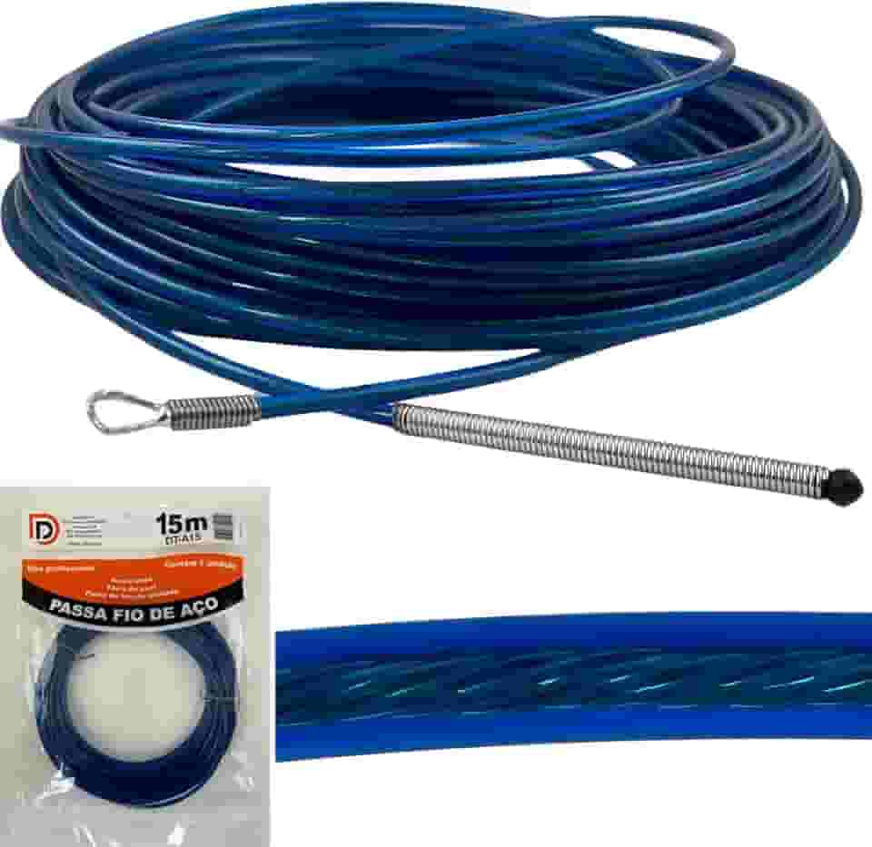 Guia Passa Fio Profissional com Alma de Aço – Sonda para Puxar Fios 15 Metros