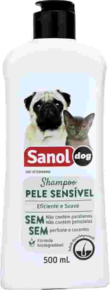 Sanol Dog Shampoo De Pêlos Para Câes E Gatos Pele Sensível 500 Ml Branco