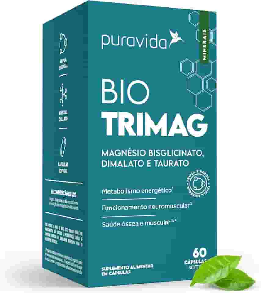 Puravida Vitaminas Bio Trimag Magnésio Bisglicinato Dimalato Taurato 60 Cápsulas
