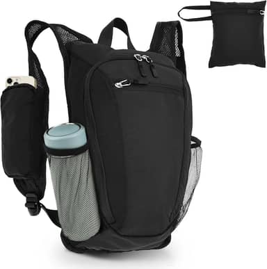 Mochila pequena de caminhada de 10 L com alça no peito, impermeável, dobrável, leve, embalável, pequena mochila para mulheres e homens