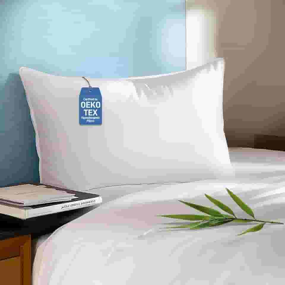 Sylvaris Travesseiro hipoalergênico de viscose de bambu extra macio com enchimento alternativo, tamanho Queen, qualidade de hotel de luxo respirável para todos os dorminhocos, certificado Oeko-Tex