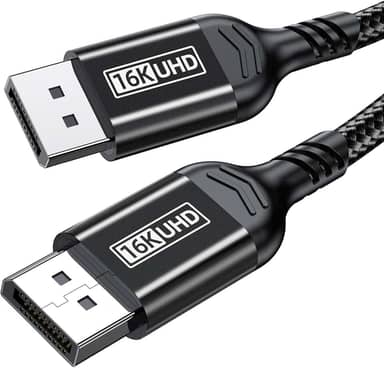 Cabo DisplayPort 16K 2.1, DP 2.1 80Gbps Cabo 3,3FT suporta 16K @60Hz, 10K@60Hz, 8K@120Hz HBR3 4K@240Hz 165Hz 144Hz 60Hz, HDCP DSC 1.2a, HDR10 FreeSync G-Sync para placa de vídeo de monitor de jogos