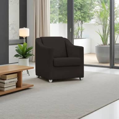 Poltrona Para Sala Decorativa Cadeira Reforçada Para Recepção Consultório Escritório Pé Cromado - Clique E Decore (Marrom)