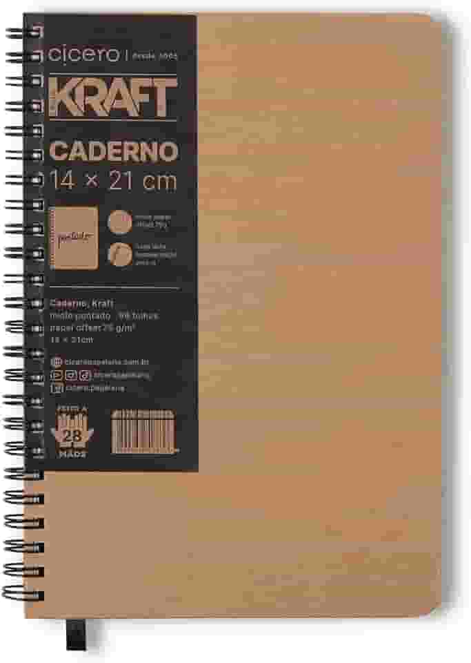 Caderno Kraft Pontado, Cicero, 8836, Bege, 14x21 (Médio)
