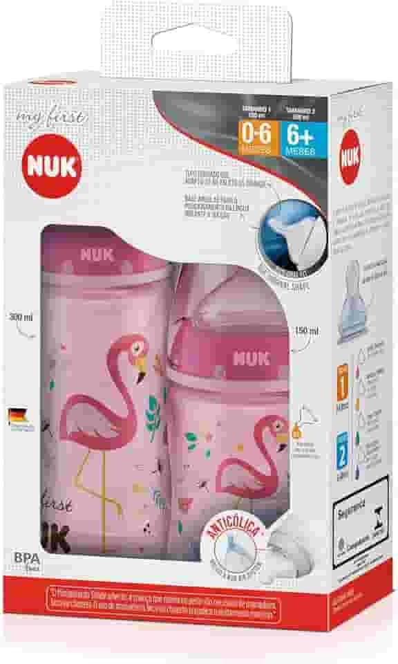 NUK Kit Mamadeira My 1St S1 150Ml S2 300Ml Girl - Rosa 2 Unidades