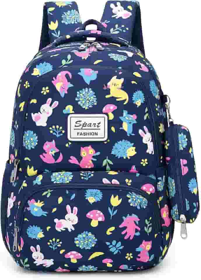 Mochila Escolar Infantil Feminina Grande Impermeável Estampada Com Estojo, Vários Compartimentos, Alças Ajustáveis, Zíper Duplo, Costas Acolchoadas, Para Notebook e Material Escolar