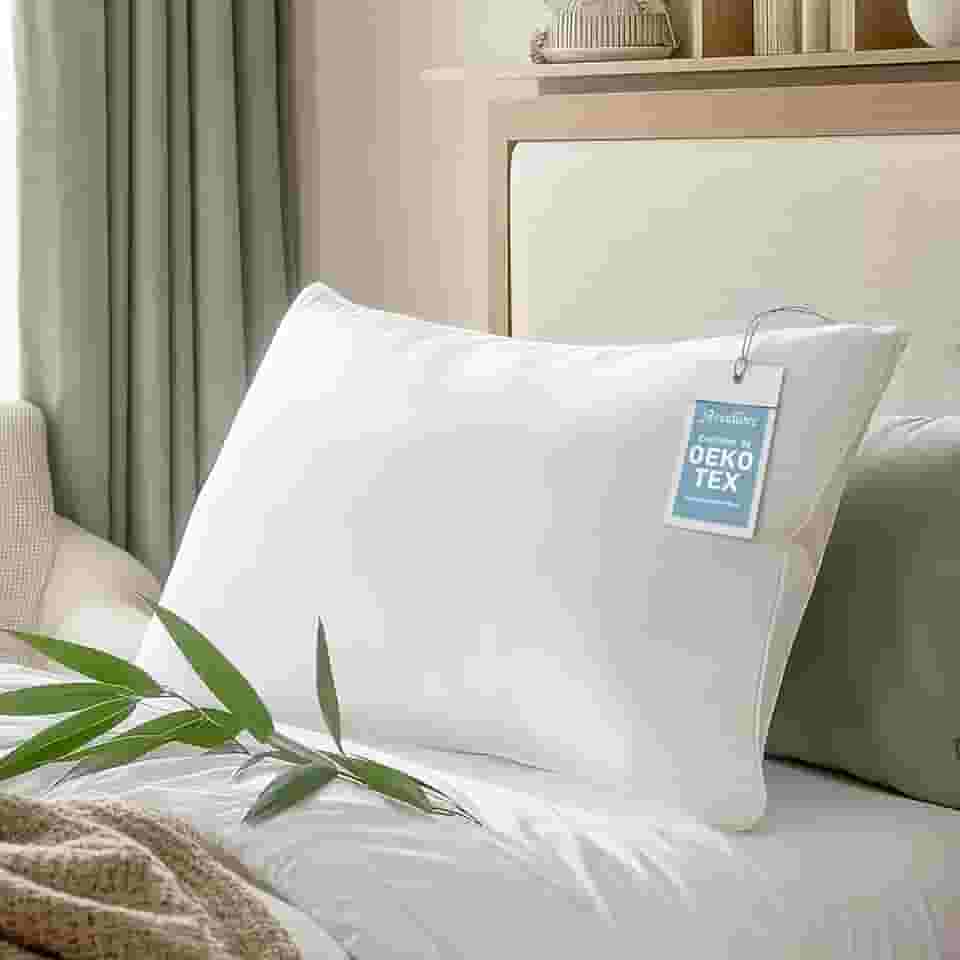 Travesseiro macio hipoalergênico de viscose de bambu com enchimento alternativo, tamanho king, respirável de qualidade de hotel de luxo para todos os dorminhocos, certificado Oeko-Tex, lavável na