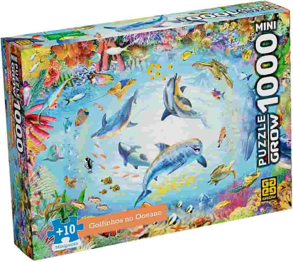 Quebra-Cabeça 1000 Peças MINI - GOLFINHOS NO OCEANO - Grow